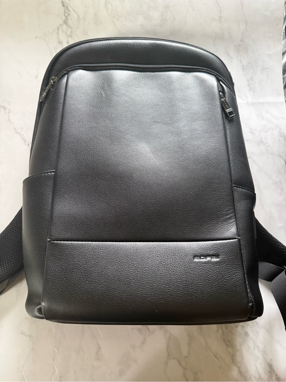 BOPAI Slim Genuine Leather 15-15.6in Lightweight Backpack with USB Charging